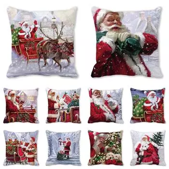 45*45 см наволочка с принтом «С Рождеством и Санта-Клаусом» для дома, гостиной, дивана, декоративная наволочка 40X40CM