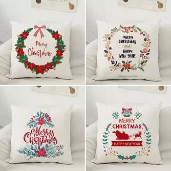 45*45 см рождественские гирлянды наволочки для подушек печать квадратная наволочка для подушки кофейня декоративная наволочка для дивана домашняя наволочка 450mm*450mm