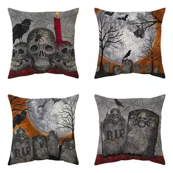45*45 см тематическая наволочка на Хэллоуин, чехол для диванной подушки, летучая мышь, ужас, череп, коллекция, праздничный подарок, вечерние, украшение для гостиной 40x40cm