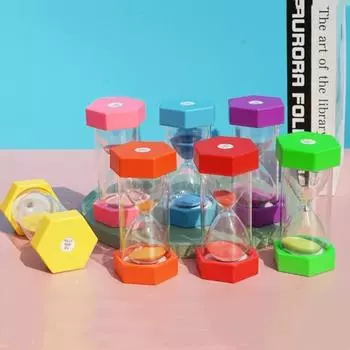 45/60 минут шестиугольные цветные песочные часы детские песочные часы с защитой от падений креативные песочные часы кухонный таймер украшение дома подарок 45min (6.5x13cm)