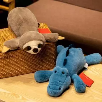 45/60 см модная милая полностью наполненная плюшевая игрушка крокодил ленивец/лиса/крокодил кукла подушка диванная подушка рождественский подарок S серый