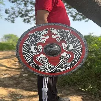 45,72 см Деревянный щит викинга-волка, готовый к бою щит викингов Valhalla, подарок для мужчин, щит викингов для косплея, подарок на костюм на Хэллоуин 45.72 cm