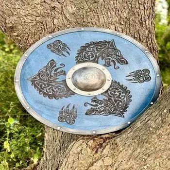 45,72 см Деревянный щит викинга-волка, готовый к бою щит викингов из Вальхаллы, подарок для мужчин, щит викингов для косплея, скандинавский щит, подарок на Хэллоуин 45.72 cm