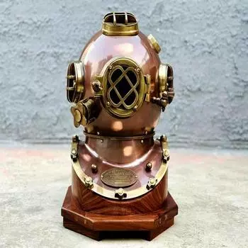 45,72 см Шлем для подводного плавания Boston, шлем для глубоководных водолазов ВМС США с деревянной основой, морской подарок