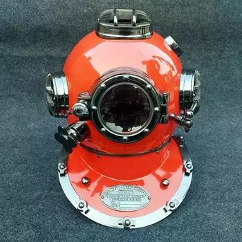 45,72 см Шлем для подводного плавания с аквалангом, декоративный для офиса, декоративный для дома Шлем для дайверов Deep Sea Mark V, красное порошковое покрытие Шлем для дайвинга