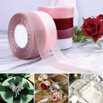 45 м * 2 см пряжа прозрачная шифоновая лента с блестками DIY ремесла универсальная подарочная упаковка Рождество