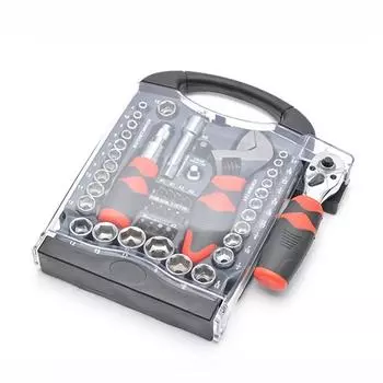 45 предметов: желтая отвертка и гаечный ключ - набор инструментов для самостоятельного ремонта с переносным футляром для дома, офиса, сада Set of 45