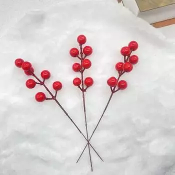 45 шт./компл. искусственная еловая ветка, реалистичная красная ягода, стебель, украшение для рождественской свадьбы, вечеринки, домашнего офиса, стола, искусственные растения, ветка, ваза, украшение Sets