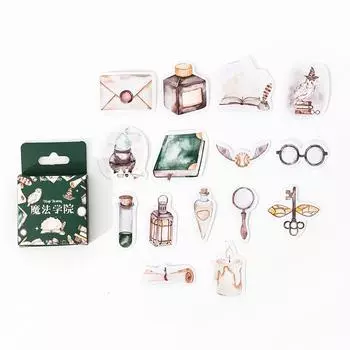 45 шт., набор наклеек «Академия Волшебства», мини-ретро вещи, клейкие украшения для заметок, украшение для дневника, домашнего школьного альбома