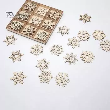 45 шт., рождественские украшения-капли, деревянные снежинки ручной работы, набор для рукоделия, подвесные украшения для рождественской елки, наполнитель для мешков конфет, веселый рождественский подарок 1 Set
