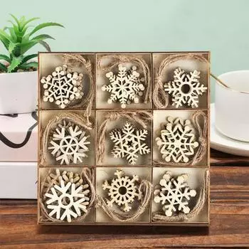 45 шт., рождественские украшения-капли, деревянные снежинки ручной работы, набор для рукоделия, подвесные украшения для рождественской елки, наполнитель для мешков конфет, веселый рождественский подарок 1 Set