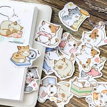 45 шт./упак., декоративные наклейки «Мой кот», клейкие наклейки, украшения «сделай сам», канцелярские наклейки для дневника, подарок