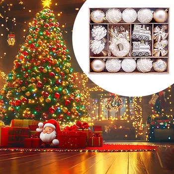 45 штук Рождественские шары для елки Подвесные украшения Рождественские шары Dark Champagne White