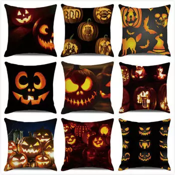 45 см * 45 см счастливый Хэллоуин тыквы светлые льняные/хлопковые наволочки наволочки домашний декор наволочка 40x40cm