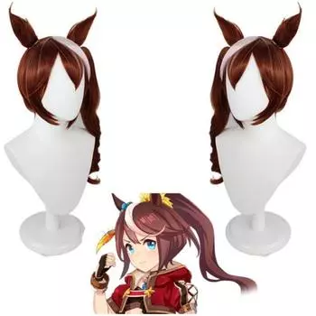 45 см аниме «Pretty Derby Tokai Teio», длинный хвост для косплея, коричневые термостойкие синтетические волосы, Хэллоуин, карнавал, вечеринка, ролевые игры 45cm коричневый