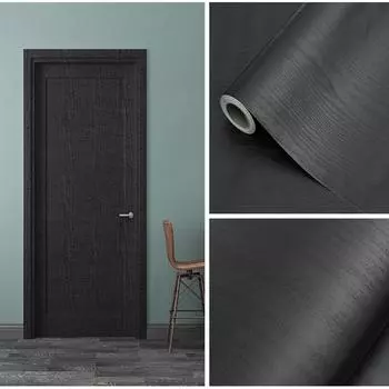 45 см черно-белые наклейки с рисунком под дерево водонепроницаемые самоклеящиеся обои для рабочего стола шкафа двери мебели для ремонта 45cmX1m