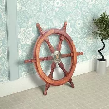 45 см морской штурвал из дерева – морской декор ручной работы для настенного крепления или морской тематики как