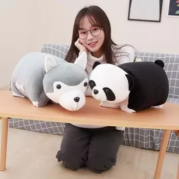 45 см мягкая милая собака хаски и панда плюшевая подушка и одеяло мягкая кавайная плюшевая игрушка животное креативная