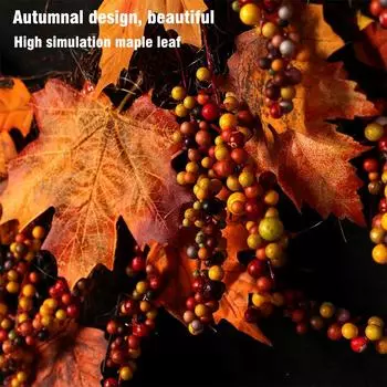45 см Осенний венок Рождественское украшение Ротанг Плетение Ягоды Кленовый лист Гирлянда на День благодарения Подвесной настенный декор для двери