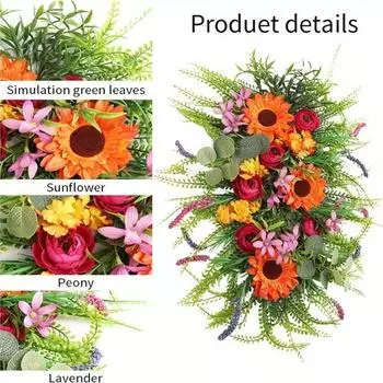 45 см осенний венок в виде слезы урожая, искусственный осенний венок из подсолнухов, подвесные украшения для двери, осенняя капля для Дня благодарения, декор осеннего фестиваля 17.7IN