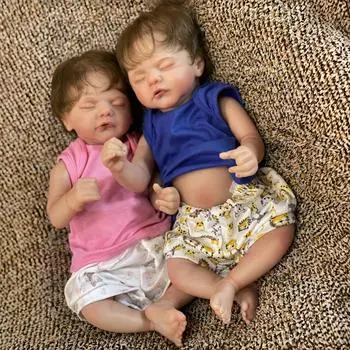 45 см приятная виниловая кукла для всего тела Sam Bebe Reborn для девочек и мальчиков с прошитыми волосами для подарка или коллекции Reborn Baby Doll Girl Belly розовый