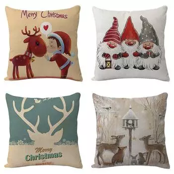 45 см Рождественская наволочка с принтом Санта-Клауса и лося, наволочка для дивана, веселые рождественские украшения, рождественское новогоднее украшение для дома A
