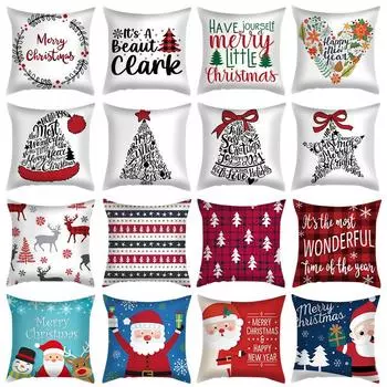 45 см Рождественская Подушка Чехол Navidad Веселые Рождественские Украшения Для Дома 2025 Xmas Noel Рождественские Украшения Подарки На Новый Год