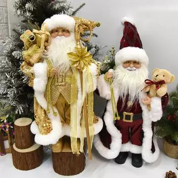 45 СМ Рождественские Плюшевые Игрушки Праздничный Подарок Золотые Блестки Рождественские Украшения Подарок Новый Дизайн Креативная Мягкая Кукла Санта Плюшевая Игрушка Декор Рождественской Елки золотой