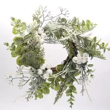 45 см Рождественский венок Искусственный цветок-симуляция Рождественские украшения Пасха Настенный Дверной Настенный Подвесной Белый Скандинавский 45cm
