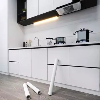 45 см самоклеящиеся водонепроницаемые наклейки на стену для ремонта домашнего шкафа кухни ПВХ утолщенные однотонные обои своими руками 45cmX1m светло-серый