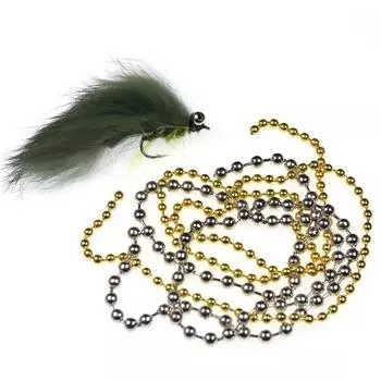 45 см/шт. Тонущая бусина для завязывания мух, цепочка на голову, стример Нимфа, Zonker, завязывающая бусину для глаз, металл 3 мм, 4 мм, золото, серебро, материалы для рыбалки нахлыстом 2.4m