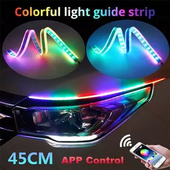 45 СМ Стайлинг автомобиля RGB Последовательная светодиодная лента ДХО Дневной ходовой свет с приложением Bluetooth Пульт дистанционного управления для сборки фары