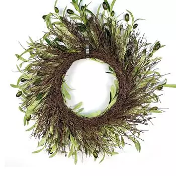 45 см венок из оливковых ветвей, современный искусственный венок из оливковых ветвей для входной двери, праздничный висячий орнамент, реквизит для украшения дома 45cm зелёный