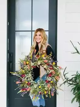 45 см венок из полевых цветов для украшения входной двери, красочный венок для коттеджа, цветочный венок, украшенный универсальный декор разноцветный