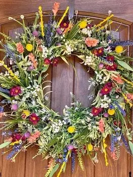 45 см венок из полевых цветов для украшения входной двери универсальный декор фермерский дом красочный венок для коттеджа весенний цветочный венок украшен разноцветный