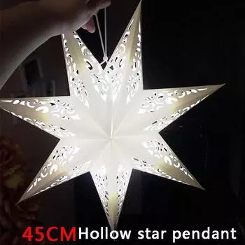 45 см выдалбливают звезду Рождественская елка подвесной кулон вечерние свет решетка окна дома спальня ночник сад подвесное украшение 45CM белый