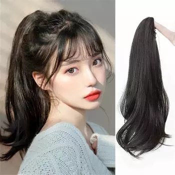 45 см женский парик синтетический натуральный длинный прямой конский хвост бандажный парик волосы хвост кудрявый парик накладные волосы