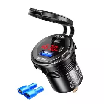 45 Вт 12 В/24 В USB-разъем для зарядки с вольтметром USB-зарядное устройство для автомобиля мотоцикла with wire синий