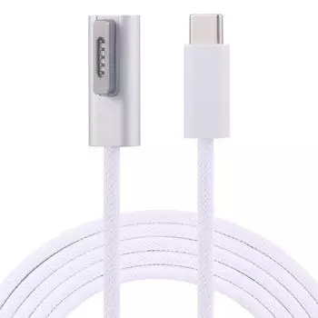 45 Вт/60 Вт/65 Вт/85 Вт 5-контактный MagSafe 2 (T-образный) к зарядному кабелю USB-C/Type-C PD(белый) белый