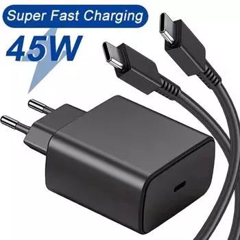 45 Вт быстрая зарядка для Samsung USB C зарядное устройство PD Quick Charge 3.0 настенная зарядка для Galaxy Plus USB Type C кабель зарядка мобильного телефона