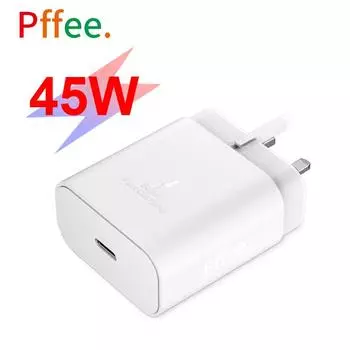 45 Вт USB C сверхбыстрая зарядка, зарядное устройство типа C, вилка кабеля, адаптер PD для Великобритании, ЕС, США, зарядка через USB для путешествий для Samsung S21 22 23 белый