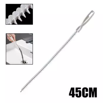 45cm Kitchen Sewer Hair Household Pipe Dredging Extractor Bathroom Accessories Bendability Sewer Cleaning Tools белый