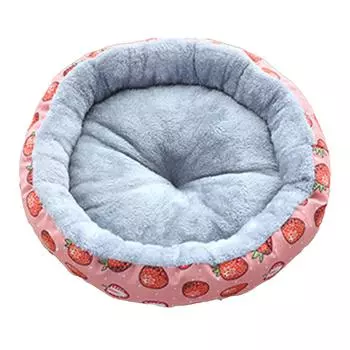 45 см плюшевая круглая кровать для домашних животных пушистая толстая мягкая дышащая кровать с принтом клубники для собак и кошек для домашних животных весом 5,5 фунтов