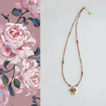 45cm Wish Lock Pendant Natural Stone Necklace Female Light Luxury Minority Clavicle Chain Fancy Beaded Necklace Ornament Wish Lock Necklace