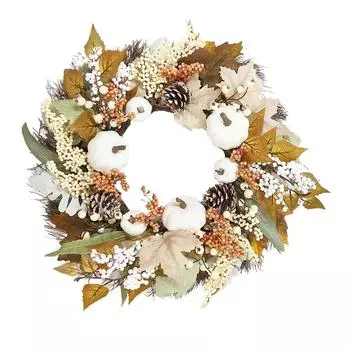 45см Праздничный венок Искусственный цветок Украшение Венок Подвеска на дверь Подвеска на стену One Size белый