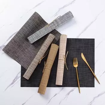 45x30 см ПВХ прямоугольный подстаканник для ресторана, моющийся, прочный, плетеный, коврик для обеденного стола, термостойкий, подставка под тарелку, нескользящая подкладка 45X30CM зелёный