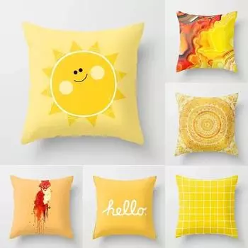 45x45 см геометрический желтый жираф животный дизайн пледы наволочка диван офисное сиденье автомобиля поясничная подушка домашний декор 40x40cm