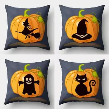 45x45 см Хэллоуин Чехлы для подушек Тыква Ведьма Призраки Черная кошка Подушка с принтом Домашний декор Чехлы для подушек Наволочка 40x40cm