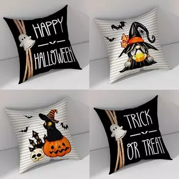 45x45 см Хэллоуин льняная подушка с принтом домашняя подушка для дивана мультяшный узор одинарная наволочка без наволочки 45x45cm