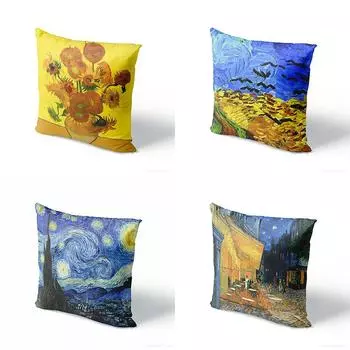 45x45 см Картина маслом Ван Гога наволочка для дивана Чехлы для подушек Подсолнух Ночная наволочка для дивана Наволочка для украшения дома 40x40cm